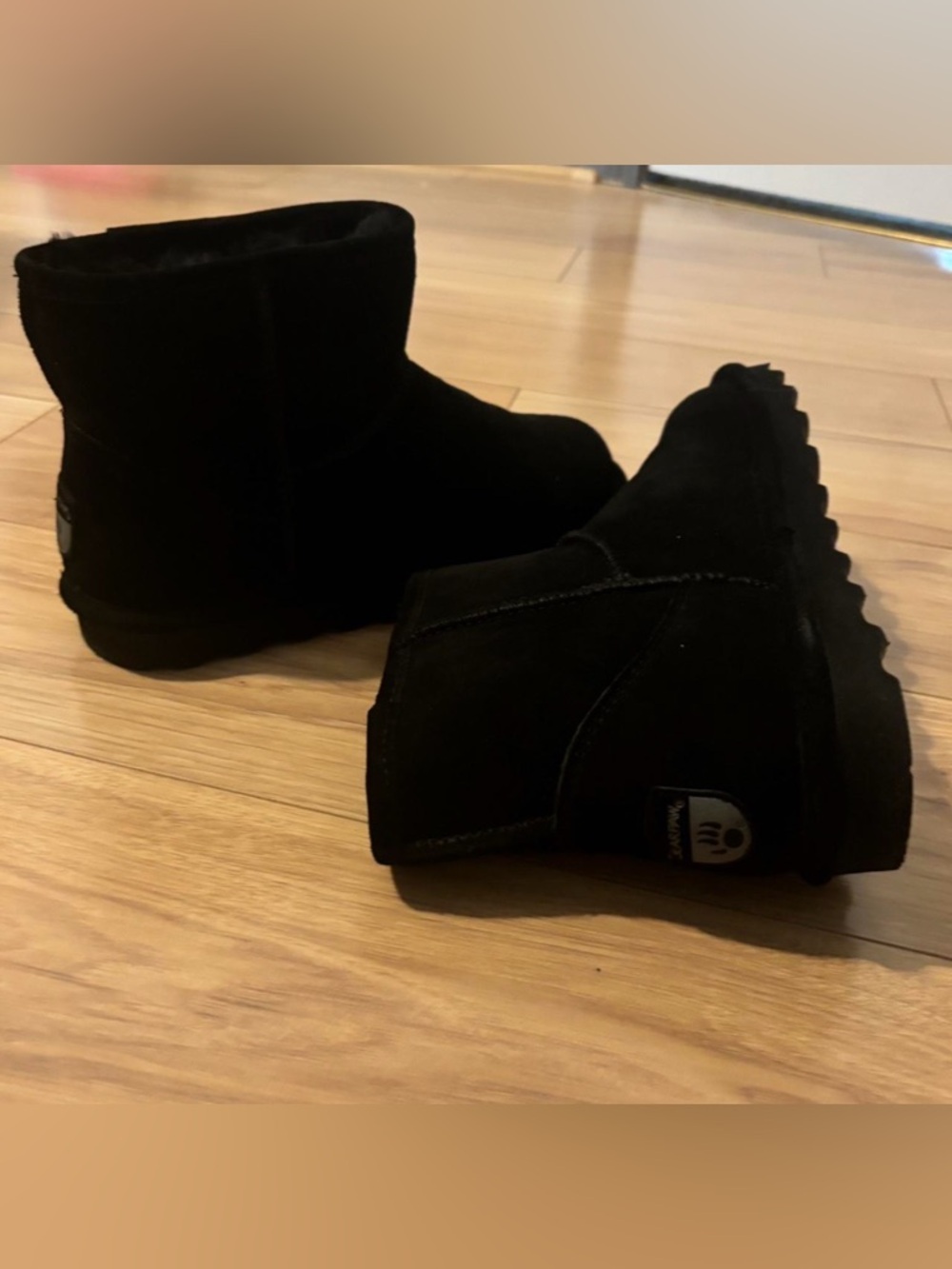 BearPaw Black Short Suede Ankle Boots